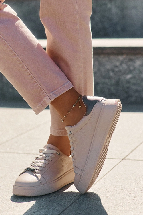 Sneakersy Damskie Z Eko Skóry Big Star RR274259 Beżowe