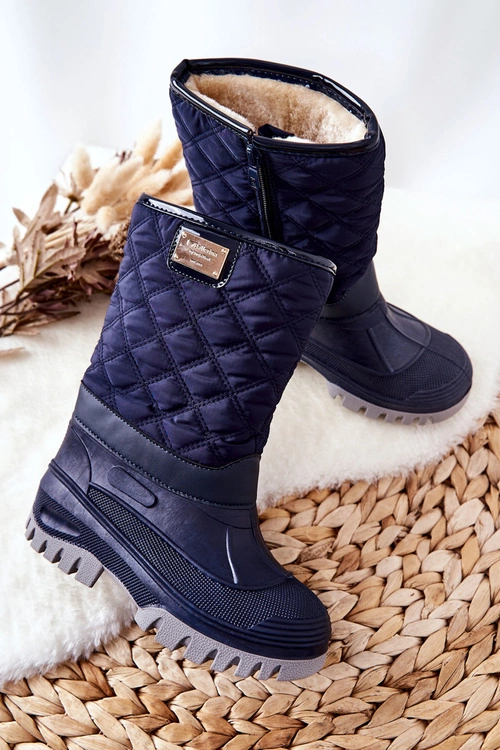 Dziecięce Śniegowce Ocieplone Futerkiem Granatowe Mussi