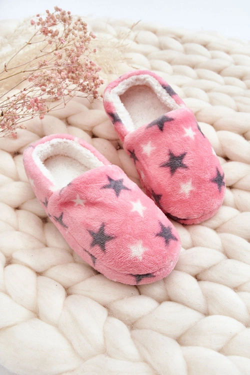 Dziecięce Ocieplane Wsuwane Papcie W Gwiazdy Różowe Meyra