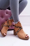 Sandały Damskie Na Słupku Lu Boo Z Cholewką Camel 318-30 Fiode