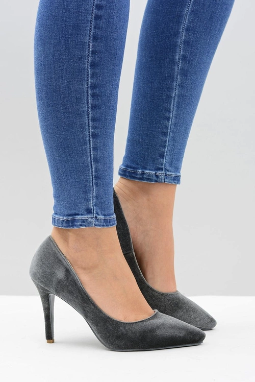 Szpilki damskie Lu Boo Szare Velvet