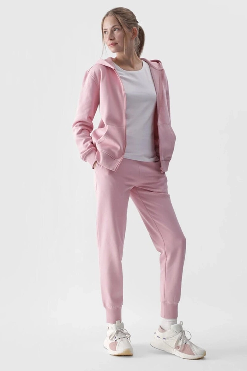 Bluza Damska Dresowa Z Kapturem Rozpinana Bawełniana 4F Różowa 4FWMM00TSWSF1467-56S