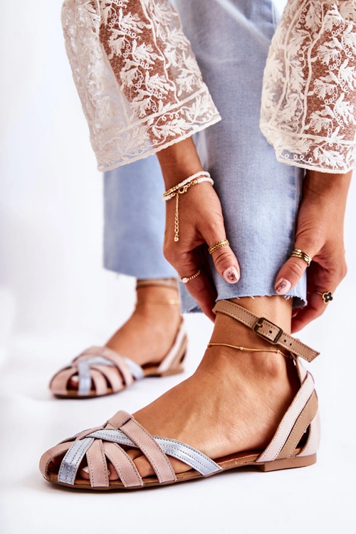 Skórzane Damskie Sandały Maciejka 01924-15 Różowe