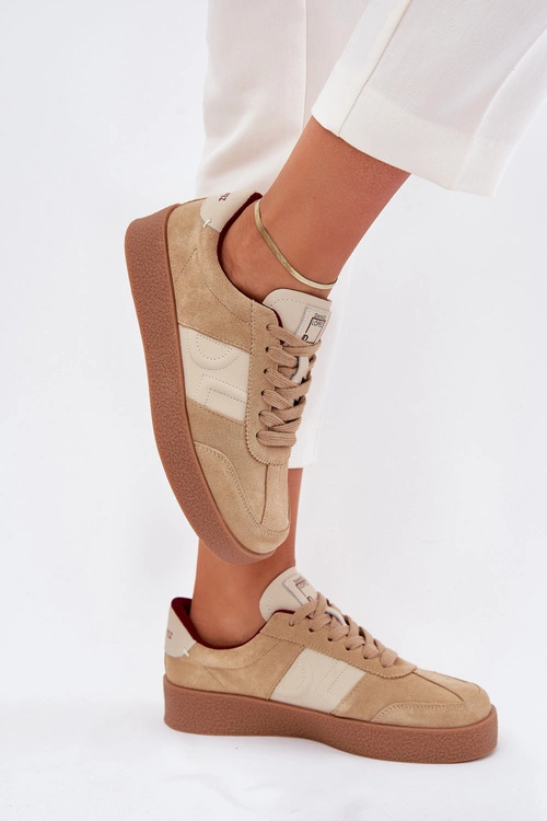 Zamszowe Sneakersy Damskie Daniel Lopez Just Dare SS2D4022 Beżowe