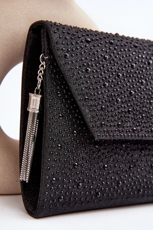 Zdobiona Torebka Wizytowa Kopertówka Edela Czarna