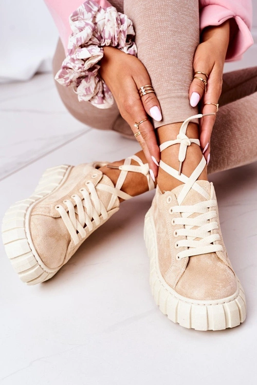 Zamszowe Tenisówki Na Platformie Beżowe Whatever