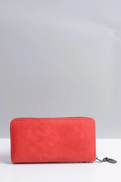 Duży Damski Czerwony Portfel z Ćwiekami