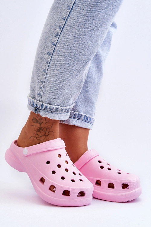 Piankowe Klapki Kroksy Na Masywnej Podeszwie Różowe Katniss