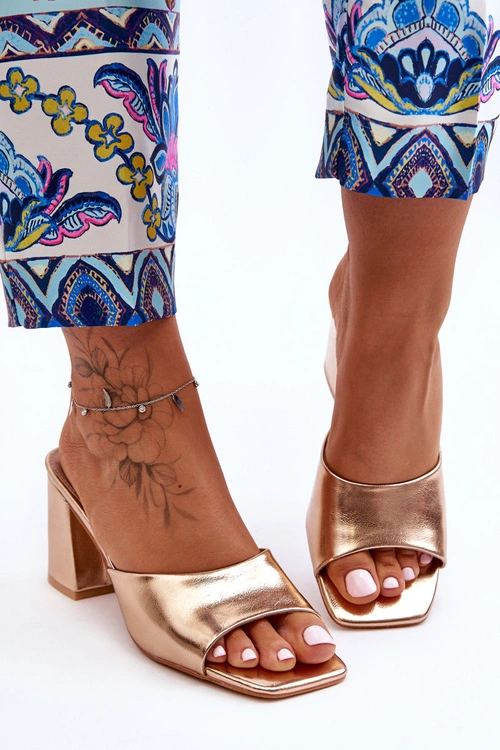 Damskie Skórzane Klasyczne Klapki Różowe Złoto Loara