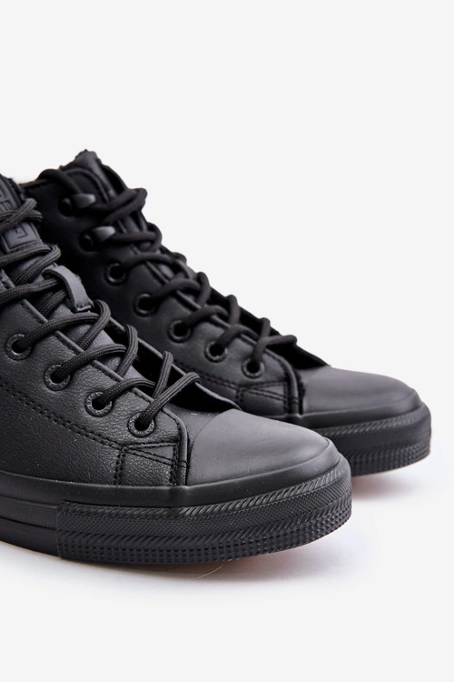Ocieplane Trampki Męskie Z Eko Skóry Big Star OO174607 Czarne
