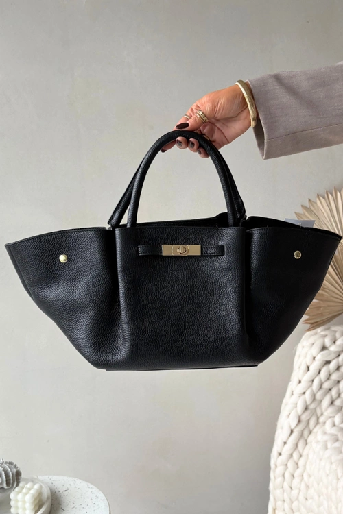 Torebka Z Naturalnej Skóry Czarna Fiorenza