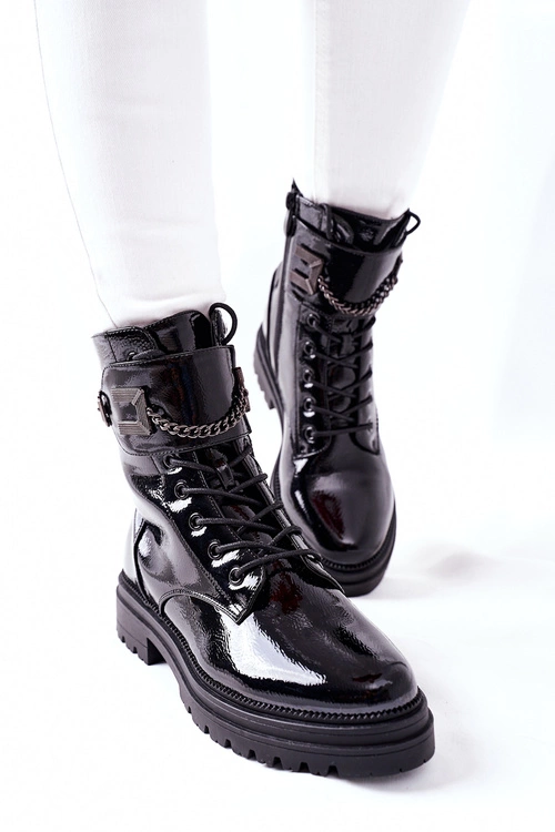 Damskie Ocieplane Botki Workery Czarne Vanquish