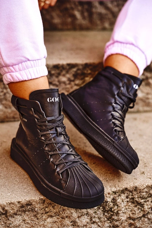 Damskie Sportowe Skórzane Obuwie GOE Czarne GG2N3050