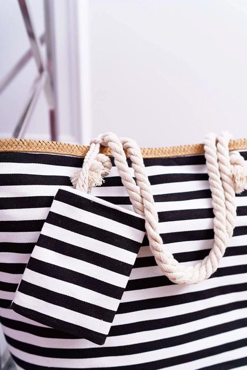 Plażowa Duża Czarna Torebka Torba Damska Marynarska