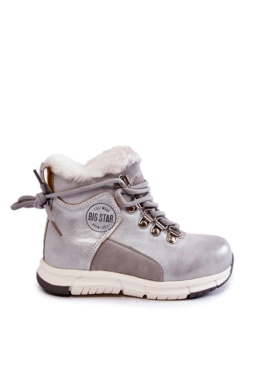 Dziecięce Ocieplane Botki Na Suwak Big Star KK374178 Srebrne