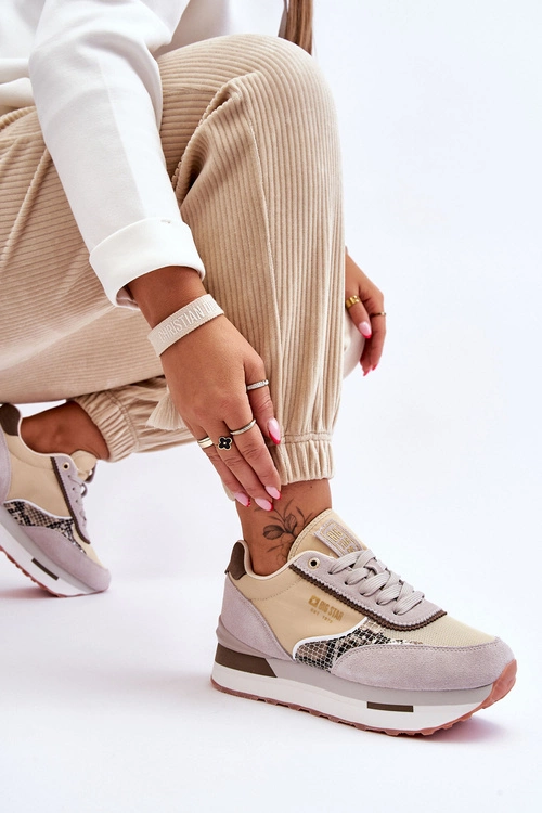 Modne Sneakersy Memory Foam System Big Star LL274364 Beżowe