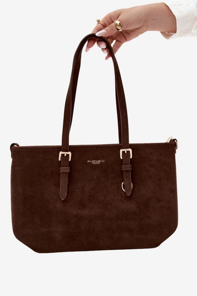 Flora&Co Torebka Shopperka Zamszowa Czekoladowa Araminta