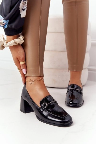 Eleganckie Półbuty Na Obcasie S.Barski Premium A17 Czarne