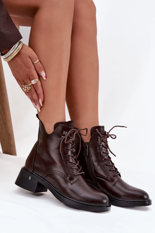 Ocieplane Botki Damskie Na Klocku Vinceza 58602 Czekoladowe