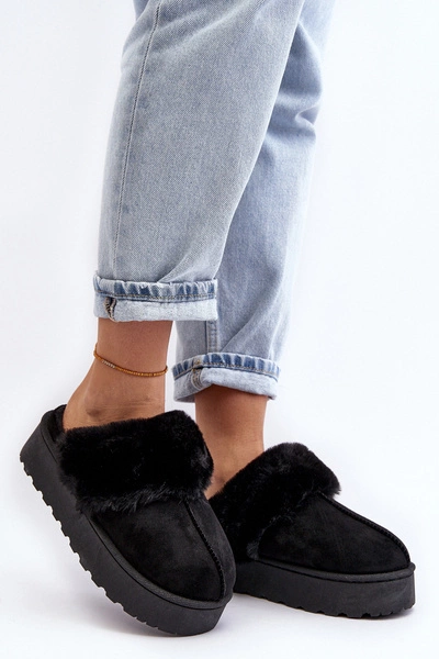 Kapcie Śniegowce Damskie Na Platformie Czarne Phiniopis