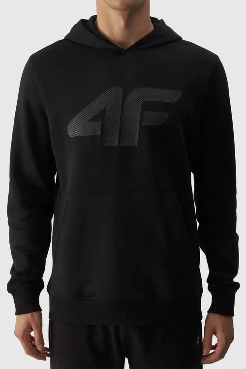 Męska Bluza Dresowa Nierozpinana Z Kapturem 4FWMM00TSWSM1464-20S Czarne