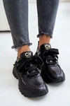 Damskie Skórzane Sneakersy Czarne CheBello 4583