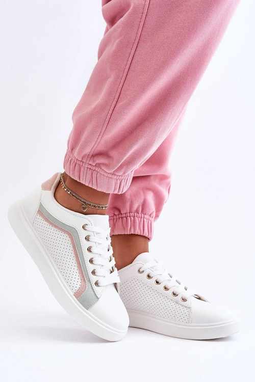 Klasyczne Buty Sportowe Damskie Biało-Różowe Amaranti