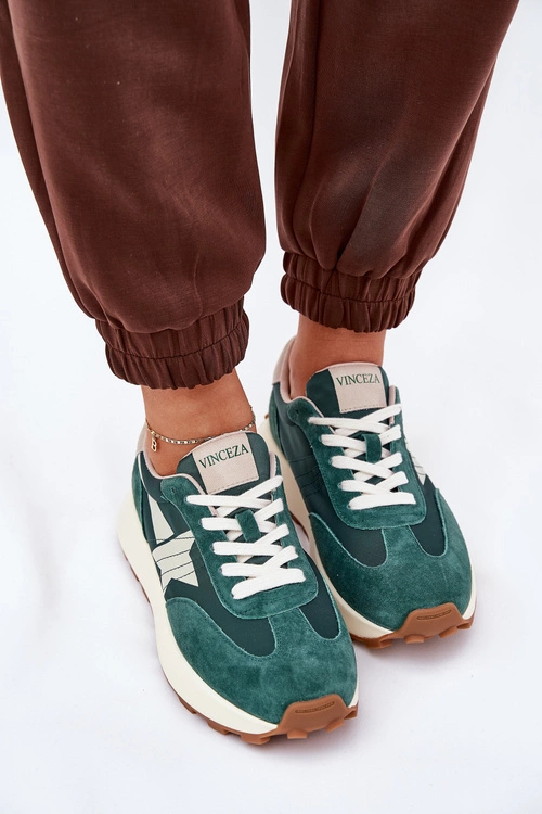 Zamszowe Buty Sportowe Damskie Na Platformie Vinceza 66720 Zielone