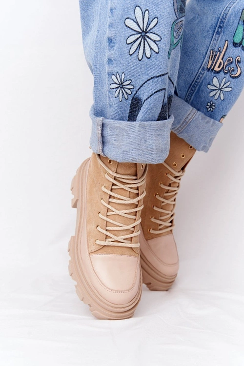Zamszowe Botki Workery Lewski Shoes 3007-0 Piaskowe