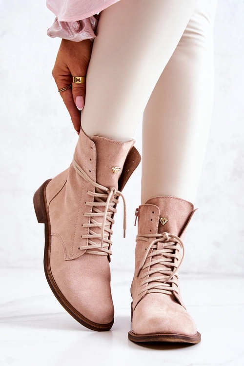 Botki Zamszowe Nicole Różowe 2697