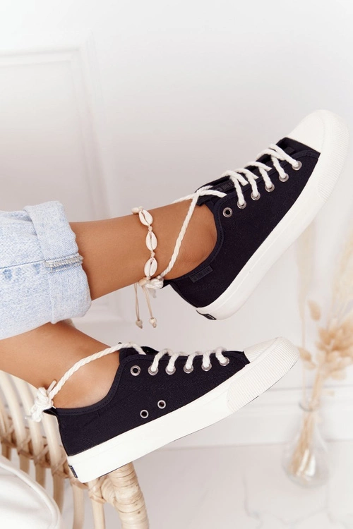 Damskie Trampki Ze Sznurkiem BIG STAR FF274184 Czarne