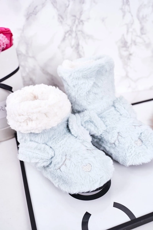 Dziecięce Papcie Ocieplane Kożuszkiem Niebieskie Sleepyhead