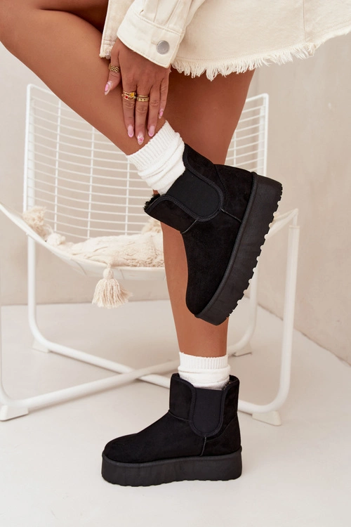 Damskie Śniegowce Z Elastyczną Wstawką Czarne Kiora