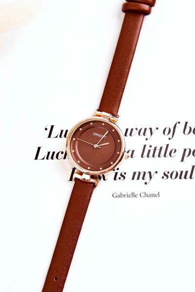 Damski Analogowy Zegarek Ernest Brązowy