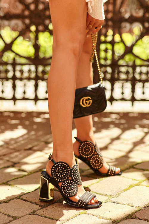 Zdobione Sandały Na Słupku D&A CR026 Czarne