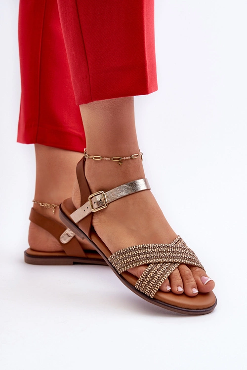 Płaskie Sandały Damskie S.Barski MY923 Brązowe