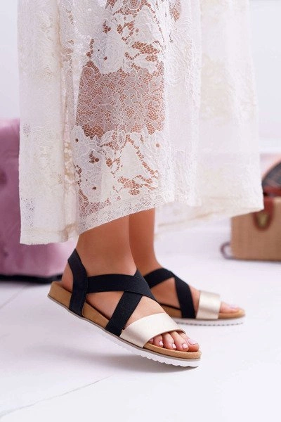 Czarne Sandały Damskie Z Gumkami Itako