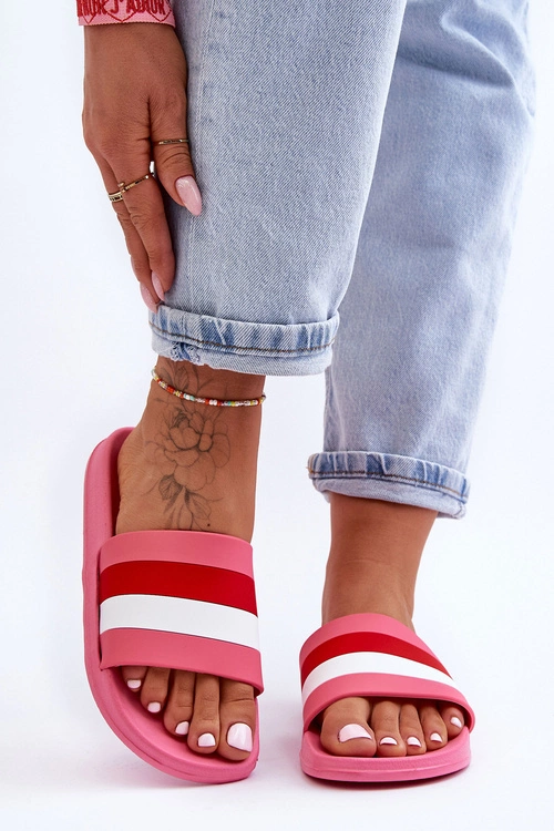 Damskie Klapki W Paski Ciemnoróżowe Vision