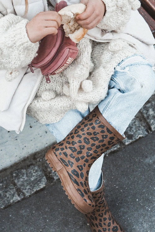 Dziecięce Kalosze W Panterkę Brązowe Nanny