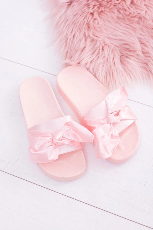 Damskie Różowe Klapki Z Kokardką Hurrem