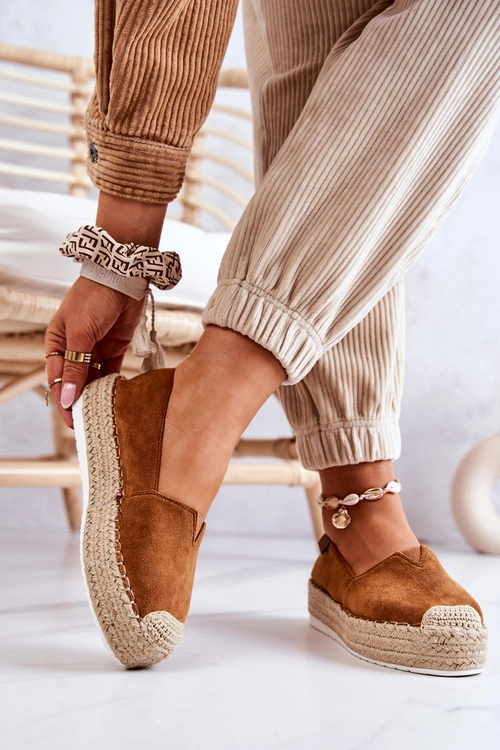 Zamszowe Espadryle Wsuwane Camel Lesley