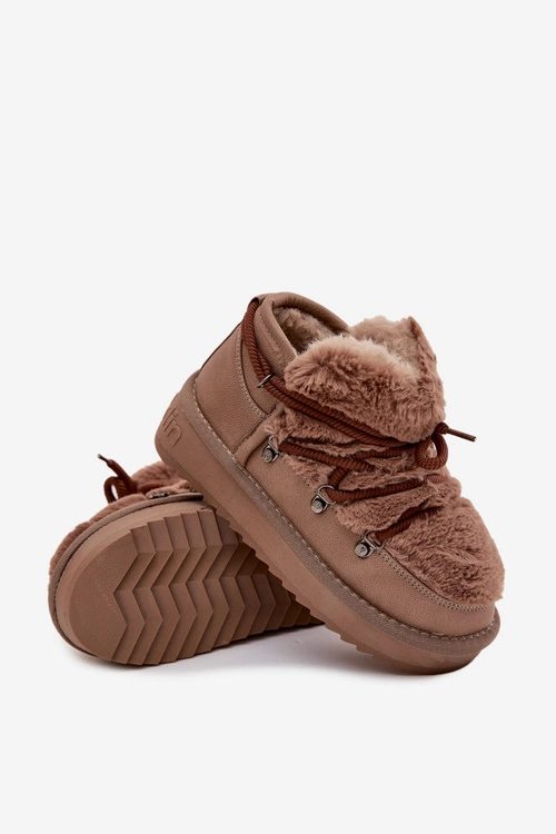 Śniegowce Dziecięce Młodzieżowe Z Futerkiem D.Franklin DFSH370011 Brązowe