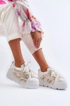 Zazoo 2F-7033 Sneakersy Na Masywnej Platformie Biało-Złote