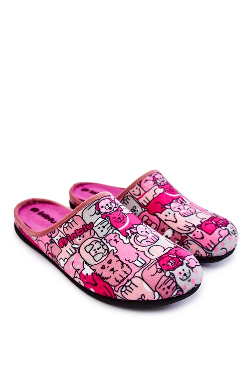 Domowe Klapki Papcie W Koty Inblu GF-12-023 Różowe