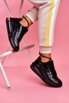 Sportowe Damskie Buty Sneakersy Lakierowane Czarne Meff
