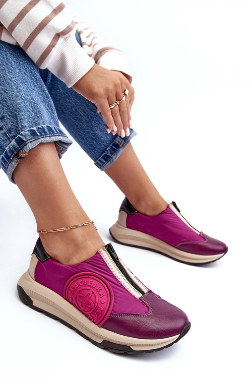 Skórzane Damskie Buty Sportowe Maciejka 06296-15 Fuksja