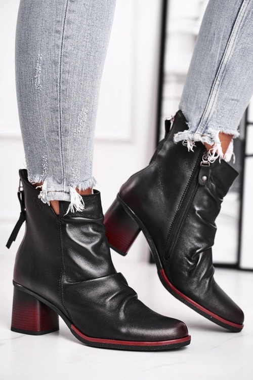 Botki Damskie Na Słupku Maciejka Czarne 04757-01