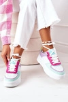 Sportowe Buty Sneakersy Na Platformie Biało-Fioletowe Freedom