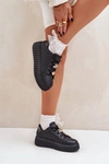 Sneakersy Damskie Z Przypinkami Czarne Grelesi