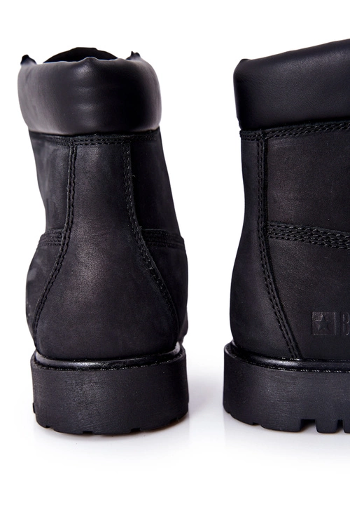 Skórzane Botki Trapery Big Star II174263 Czarne